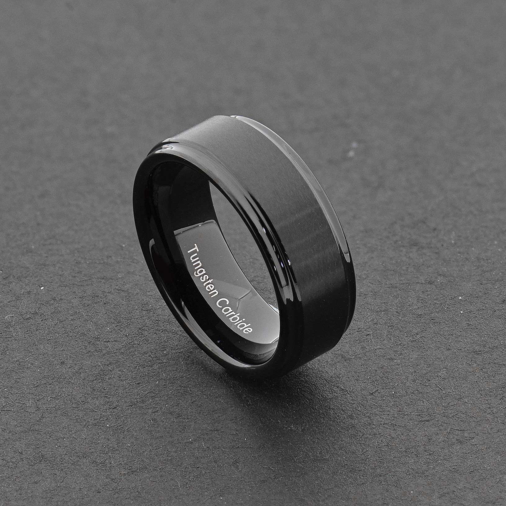 8Mm Gold Black Silver CZ brushed Tungsten Carbide Ring Wedding Band Mens Jewelry eBay