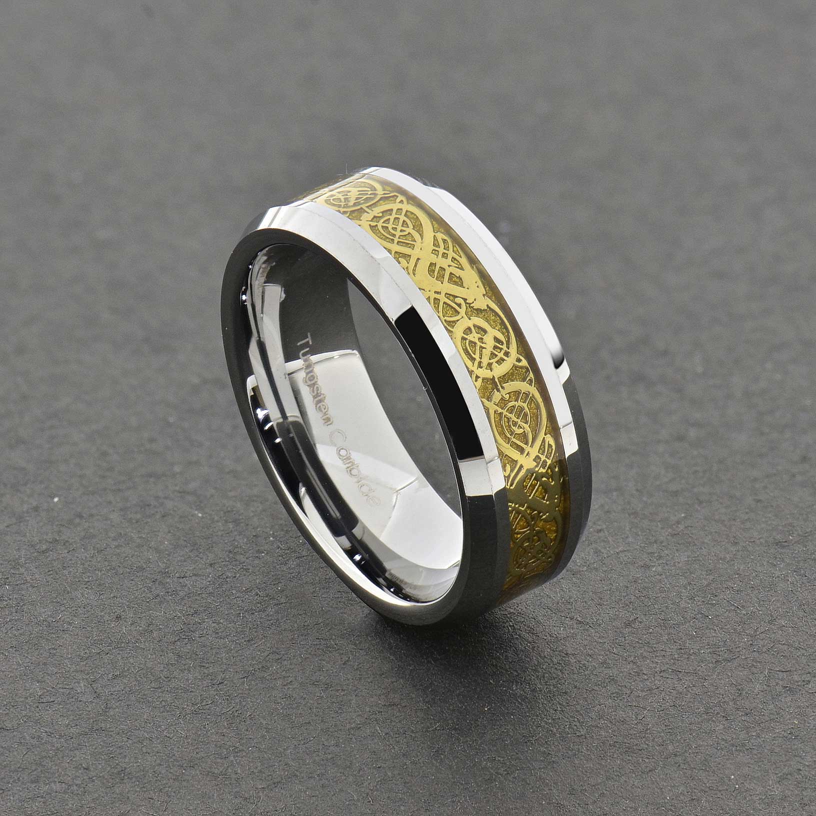 8Mm Gold Black Silver CZ brushed Tungsten Carbide Ring Wedding Band Mens Jewelry eBay