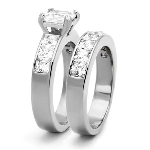 Stainless Steel Women's Engagement Wedding Ring Set AAA CZ Size 511 eBay