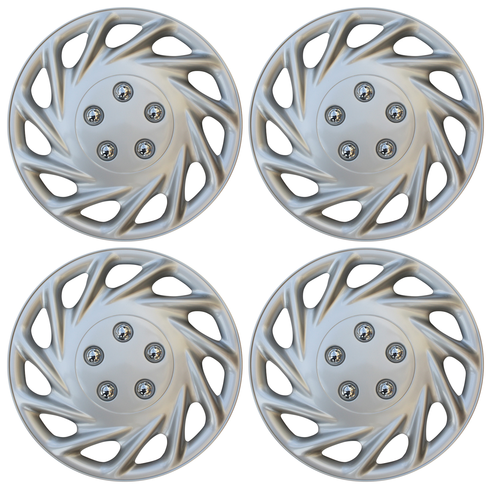 4 pc NEW Universal HubCaps ABS Silver 15" Inch Wheel Cover Hub Caps