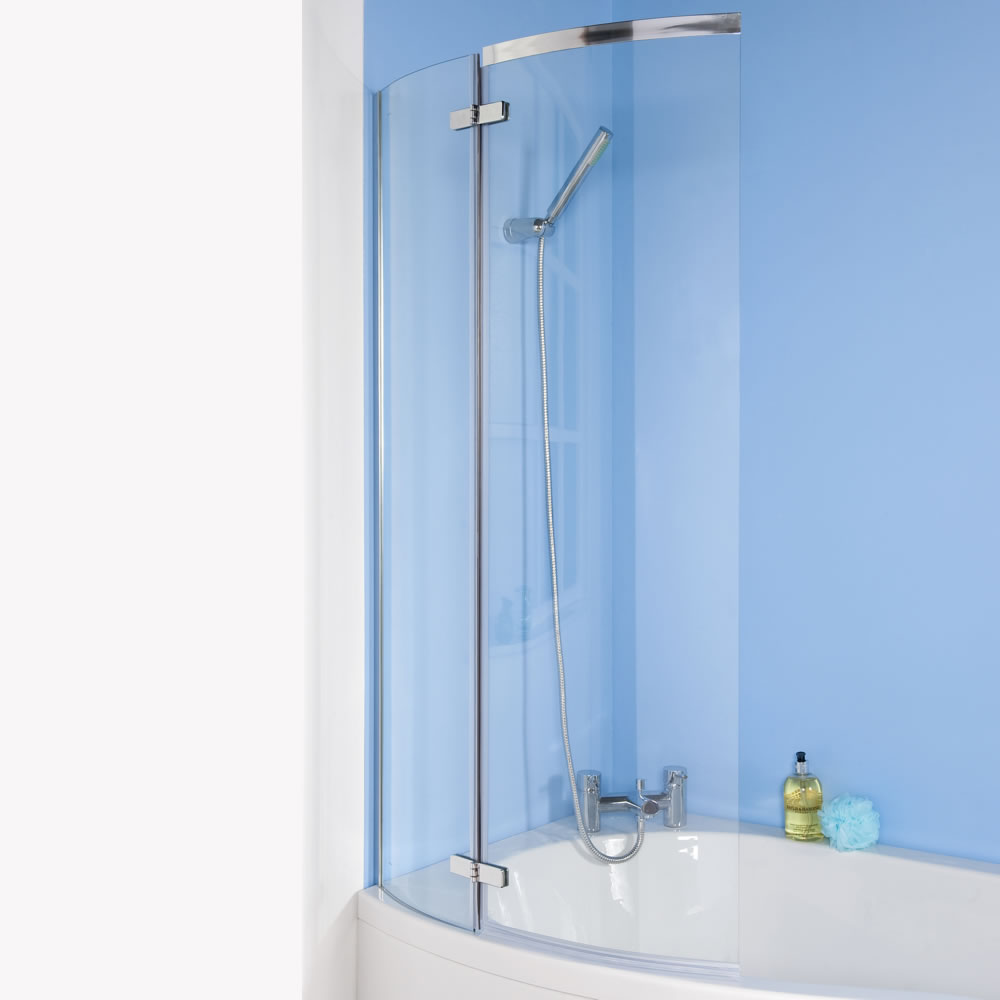 Curved Hinged P Shape Bathroom Shower Bath Glass Screen with Chrome Frame 5051752359132 eBay