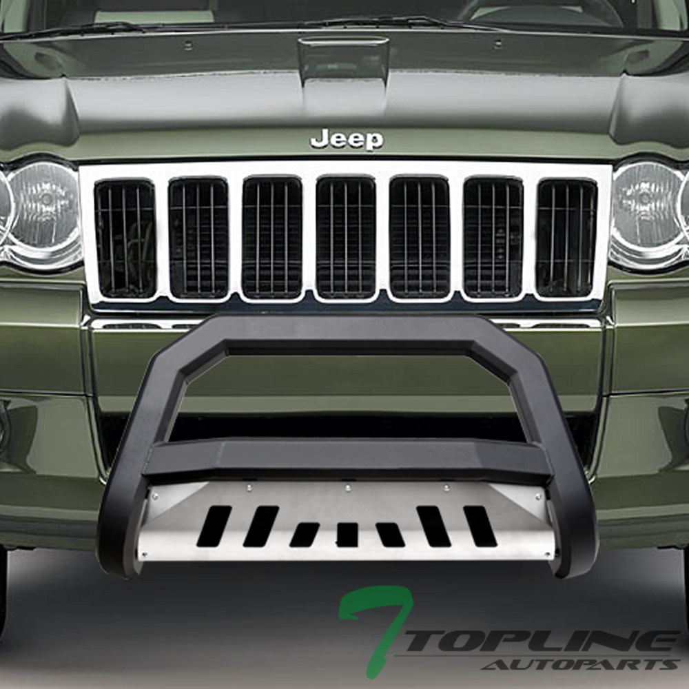 Topline For 20082010 Jeep Grand Cherokee AVT Bull Bar Guard Matte Blk/Aluminum eBay