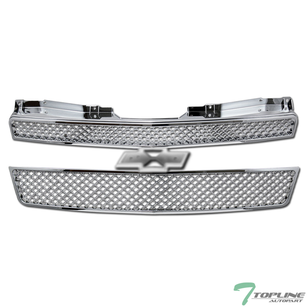 Stainless Steel Mesh Grille Insert Kit For 2007-2014 Chevy Tahoe, Suburban, Avalanche (Not Z71) - Chrome, 4-Piece