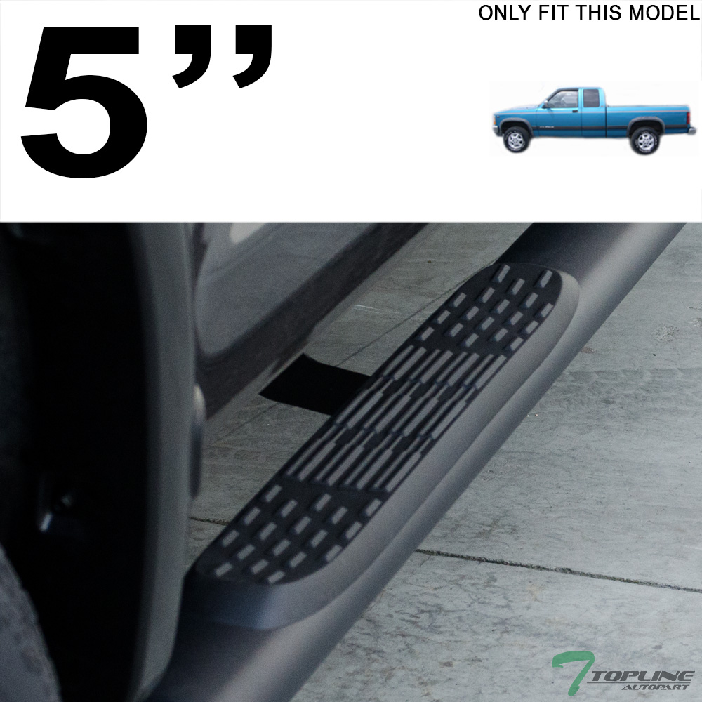 5/" MATTE BLACK OVAL SIDE STEP BARS RUNNING BOARDS FOR 05-11 DAKOTA CLUB//EXTENDED