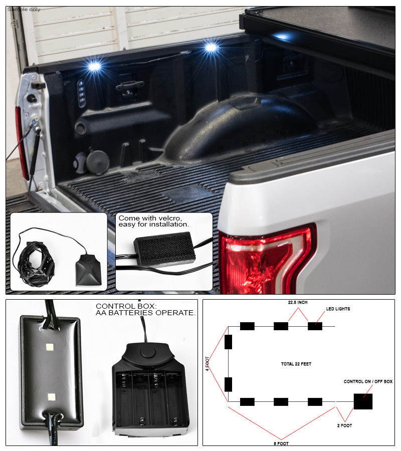 TRIFOLD SOLID TONNEAU COVER+LED LIGHTS KIT 20072014 SILVERADO 6.5 FT TRUCK BED eBay