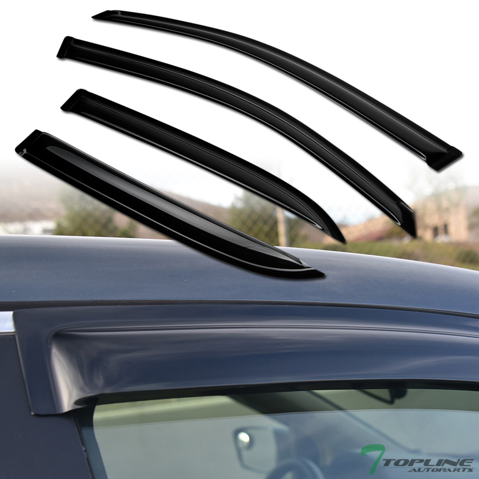 Topline For 2005-2012 Nissan Pathfinder Sun Rain Guard Vent Shade Window Visors