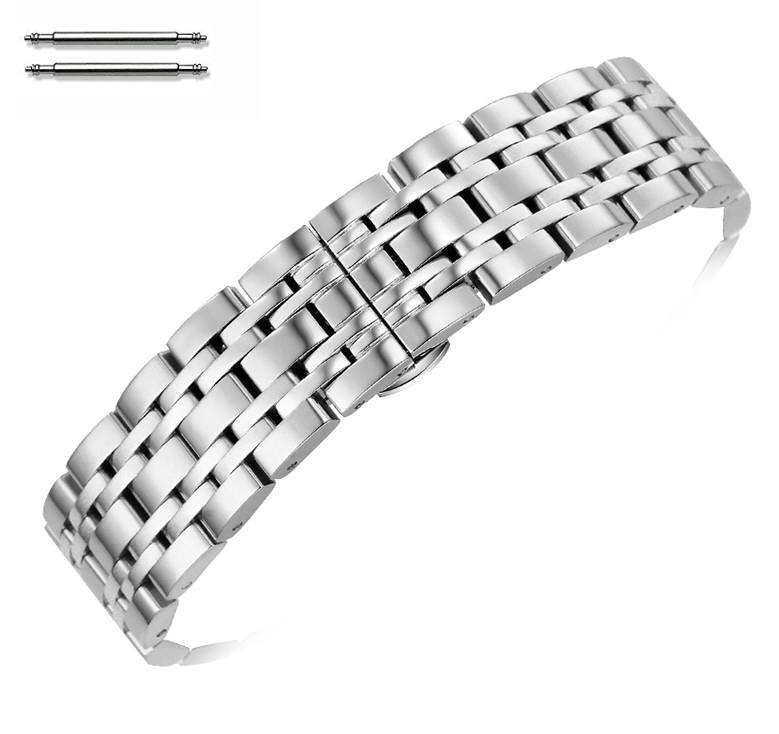 Stainless Steel Polished Metal Replacement Watch Band Strap Butterfly Clasp #55