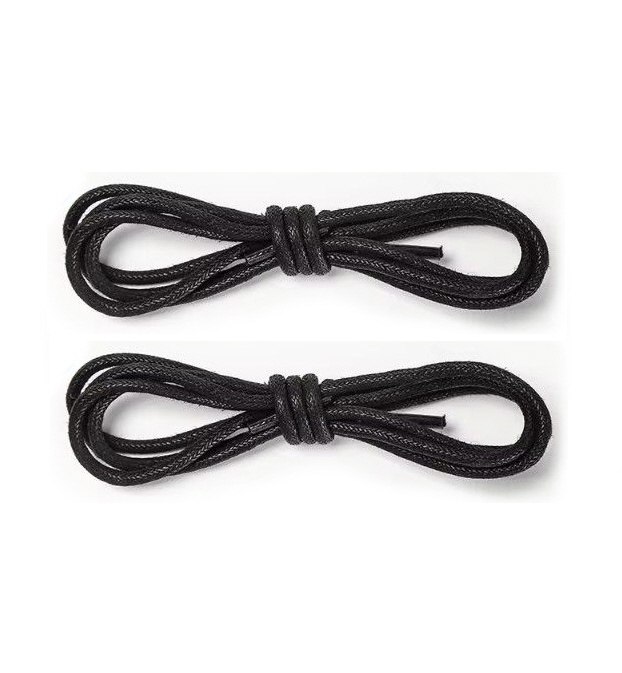 40" Waxed Black Dress Shoe Laces - Thin Round Polyester Shoelaces For Formal Shoes & Boots