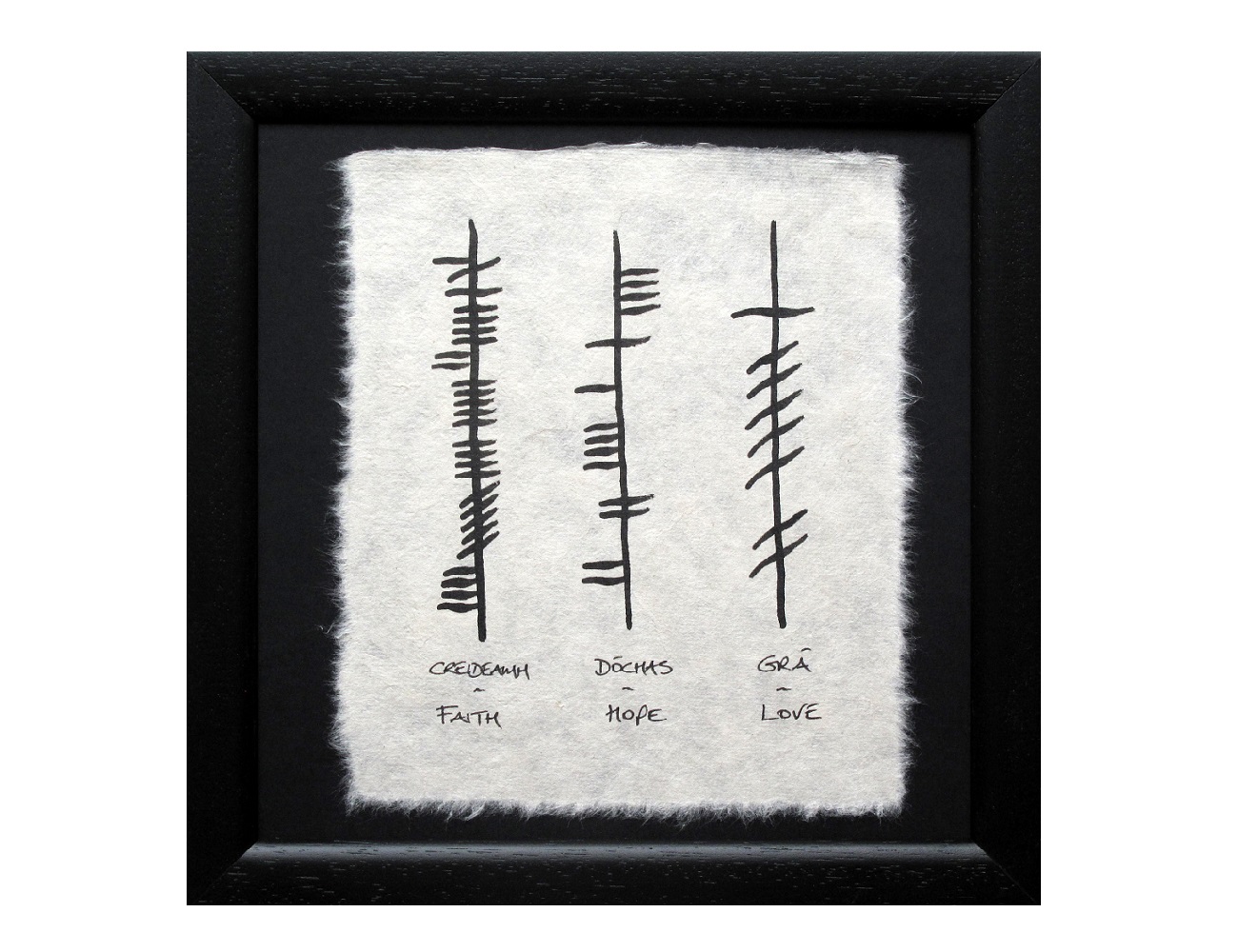 New Irish Blessing Ogham Faith Hope & Love Framed Made in Ireland Ogham