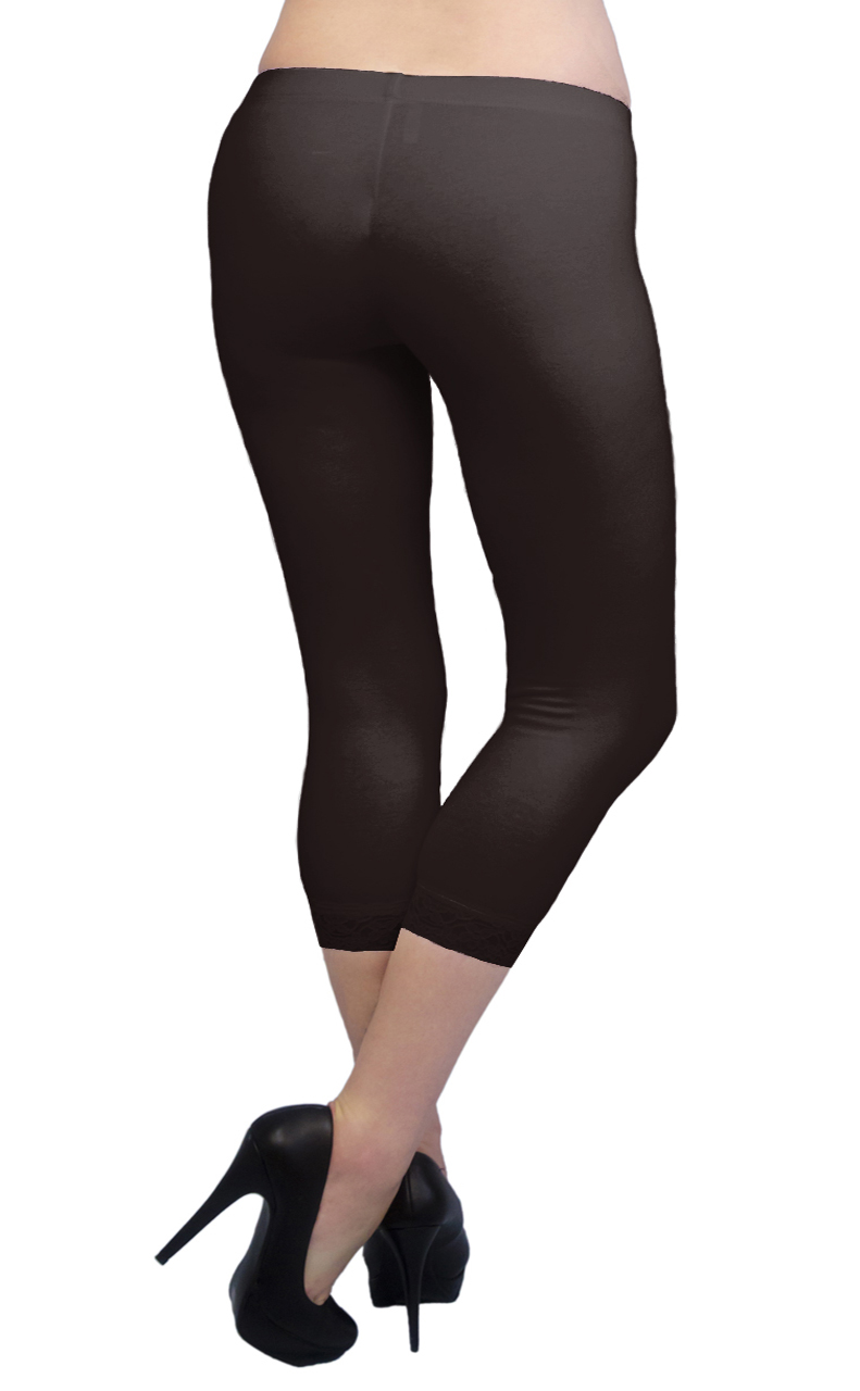 Vivian's Fashions Capri Leggings - Cotton, Lace (Misses and Misses Plus Sizes) | eBay