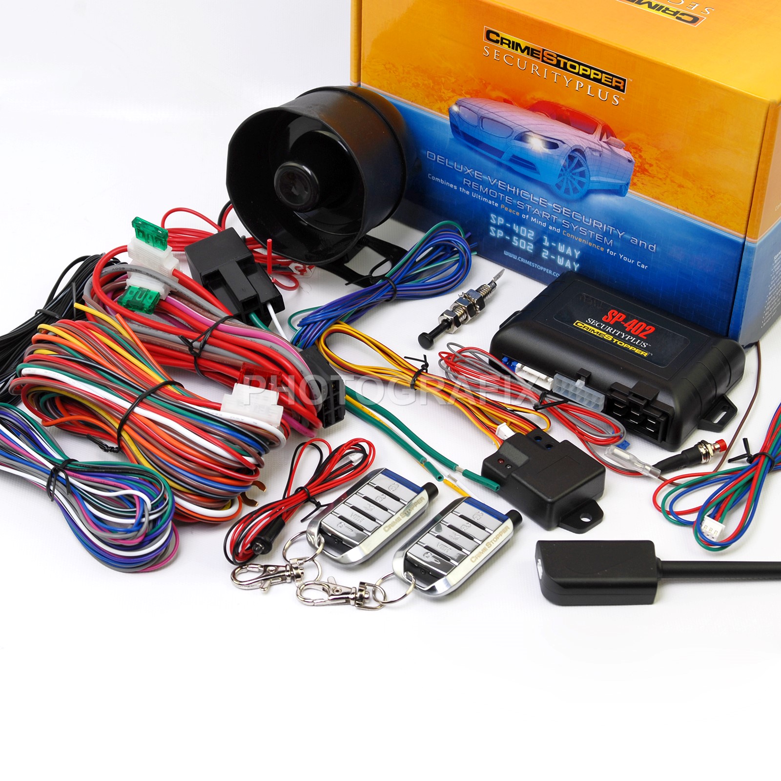 CRIMESTOPPER SP-402 1-WAY SECURITY SYSTEM W/ REMOTE START & KEYLESS ENTRY