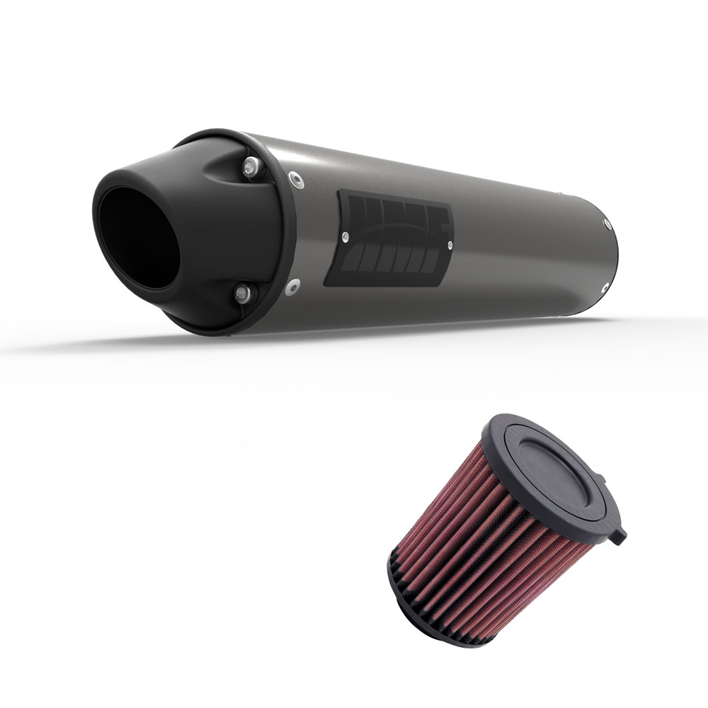 UNI Filter and HMF Perf-Series Slip On Exhaust for Honda Rancher 420 2007-2008