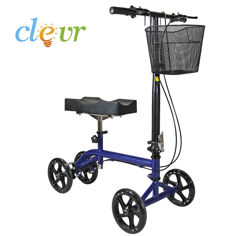 CLEVR FOLDABLE KNEE Walker Scooter Steerable Medical Pad Leg Crutch 