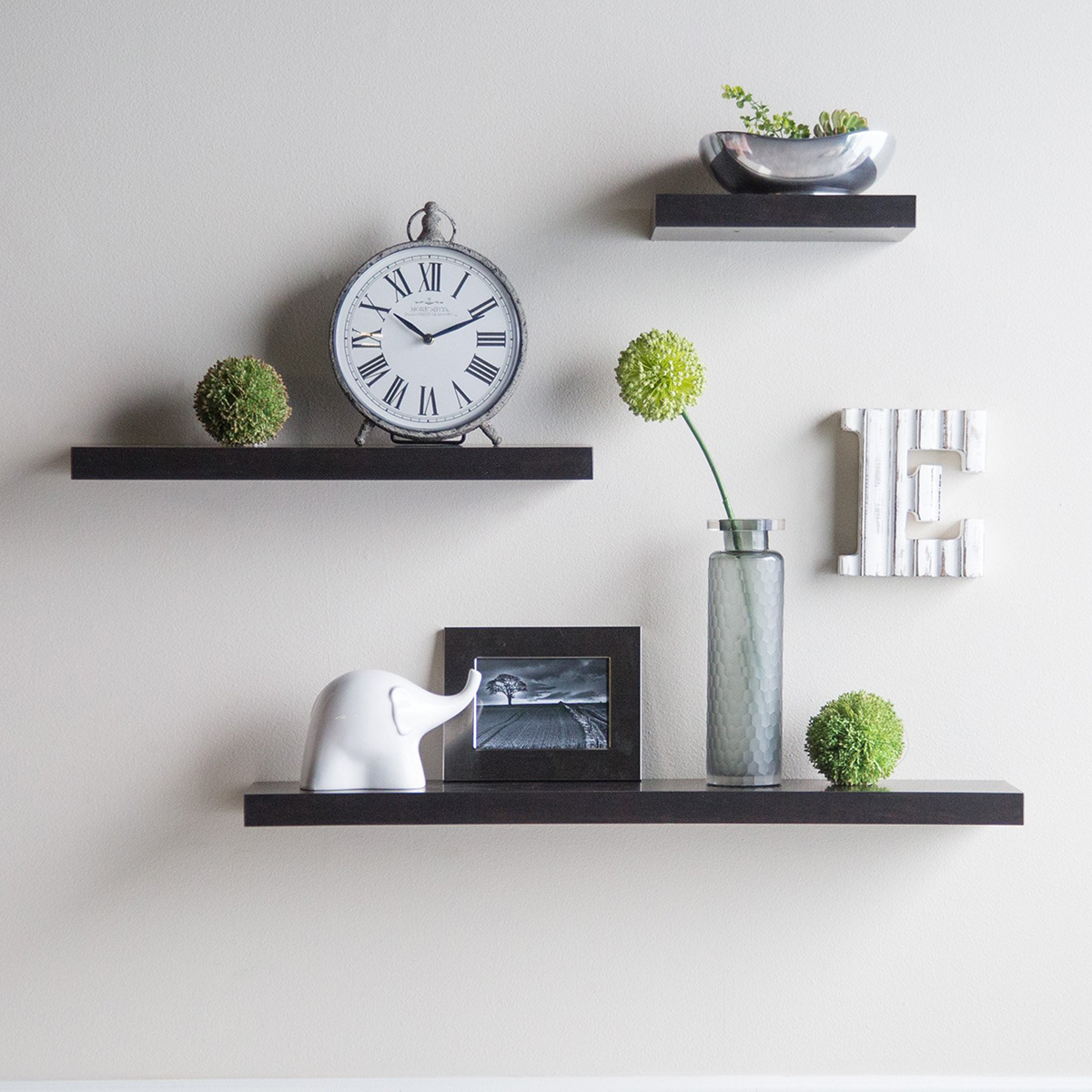 Black Floating Wall Shelves Set of 3, Criss Cross Intersecting Floating Shelf Wall Decor