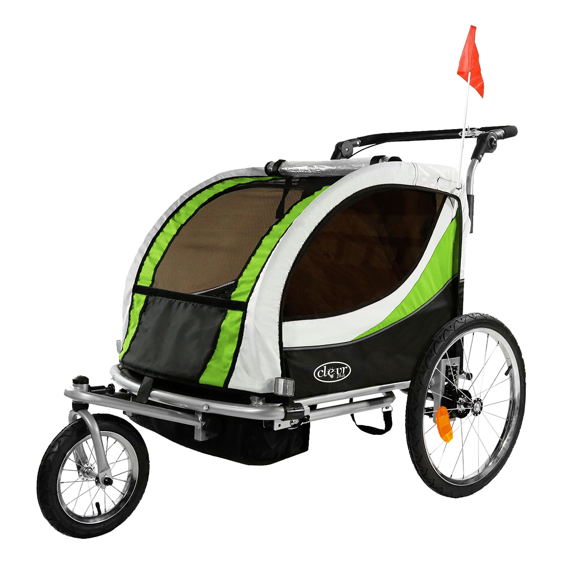 ClevrPlus Deluxe 3-in-1 Double Seat Bike Trailer Stroller Jogger for Kids,  Green | eBay