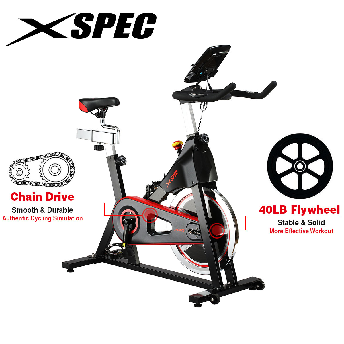 Xspec Elite Indoor Stationary Upright Cycling Exercise Bike, Black