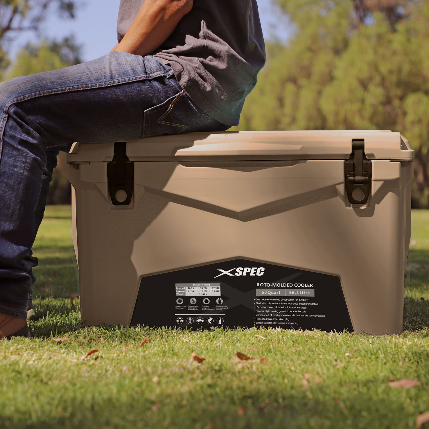 Xspec 60 Quart Roto Molded High Performance Ice Chest Outdoor