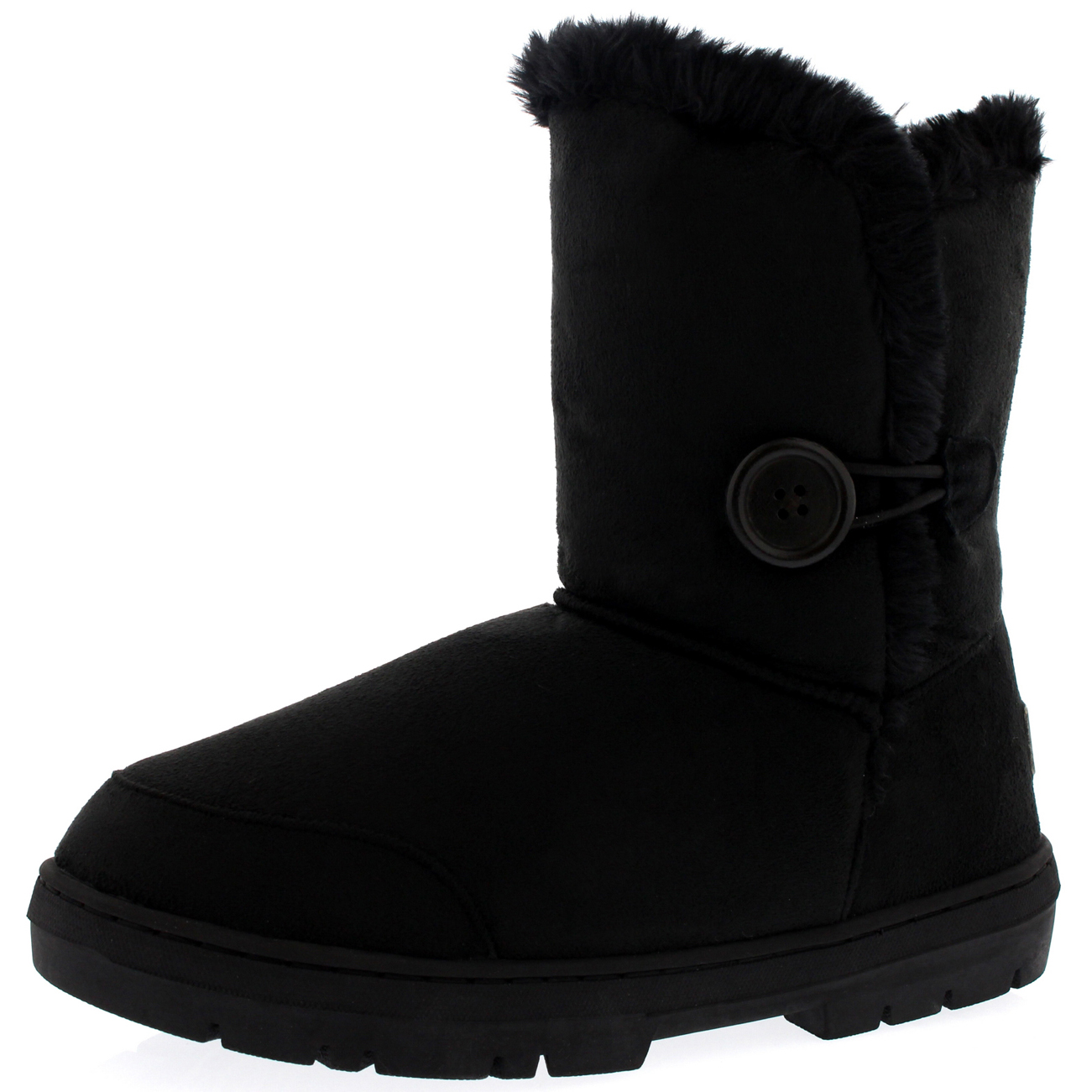 Womens One Button Short Classic Fur Lined Waterproof Winter Rain Snow Boots 3-9