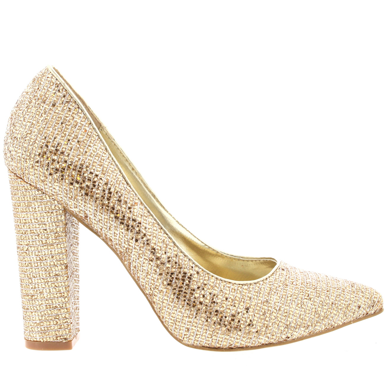 Metallic Court Shoe Block Heel Metallic Court Shoe Block Heel