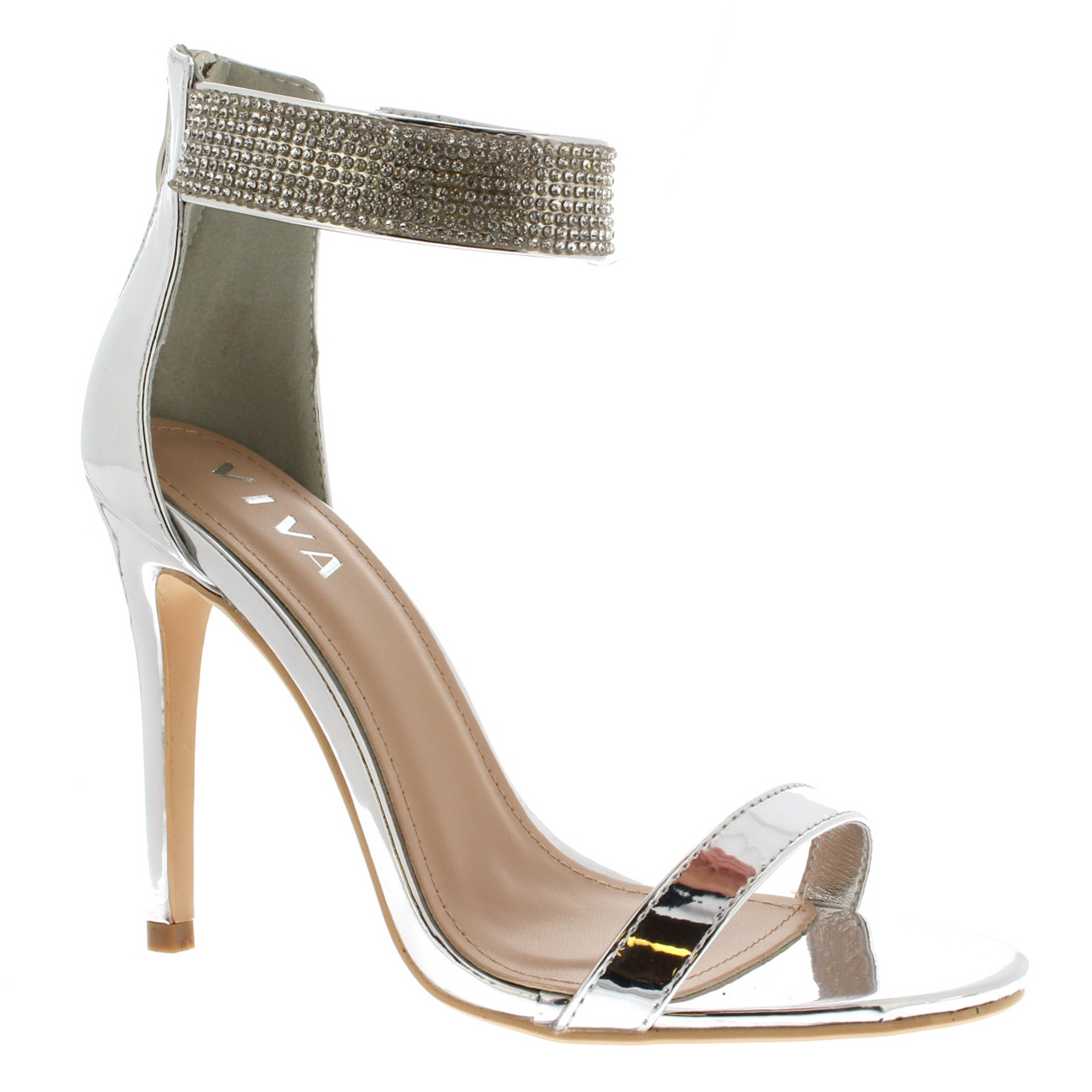 Womens Diamante Ankle Strap High Heel Party Fashion Evening Wedding Shoes UK 3-8 | eBay