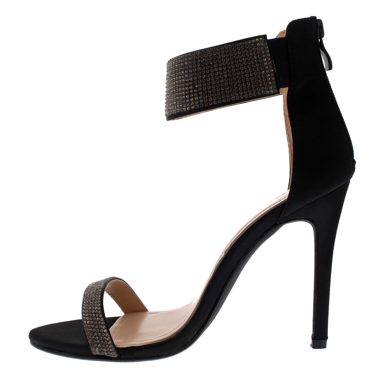Womens Diamante Ankle Strap High Heel Party Fashion Evening Wedding Shoes UK 3-8 | eBay