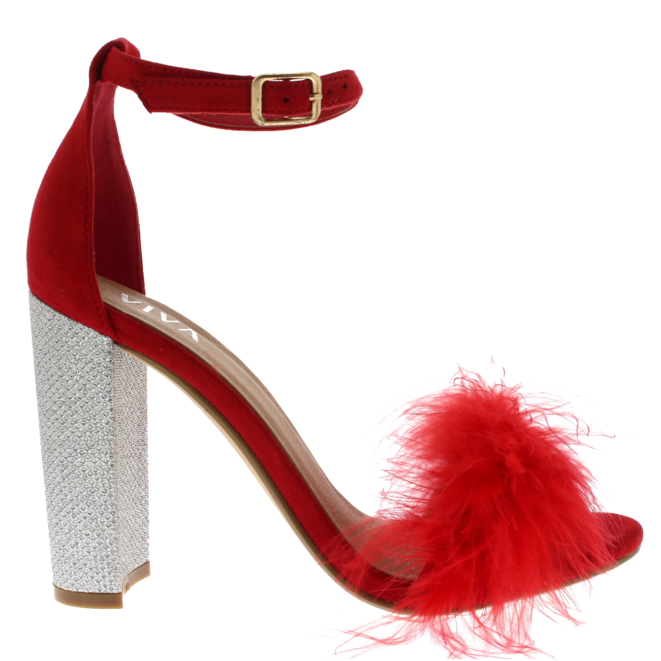 Womens Fluffy Glass Block Heel Party Cut Out Fashion High Heels Pumps UK 3-8 Womens Fluffy Glass Block Heel Party Cut Out Fashion High Heels Pumps UK 3-8