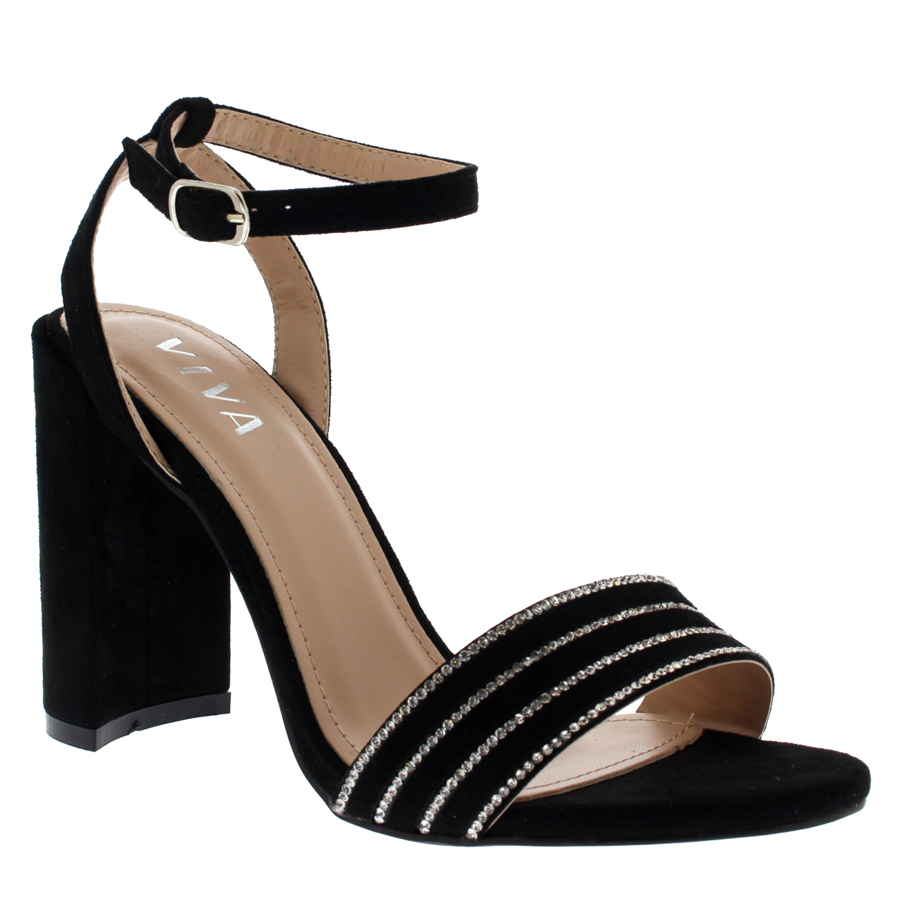 Womens High Heel Ankle Strap Diamante Detailed Suede Sandal Wedding Shoes UK 3-8 | eBay