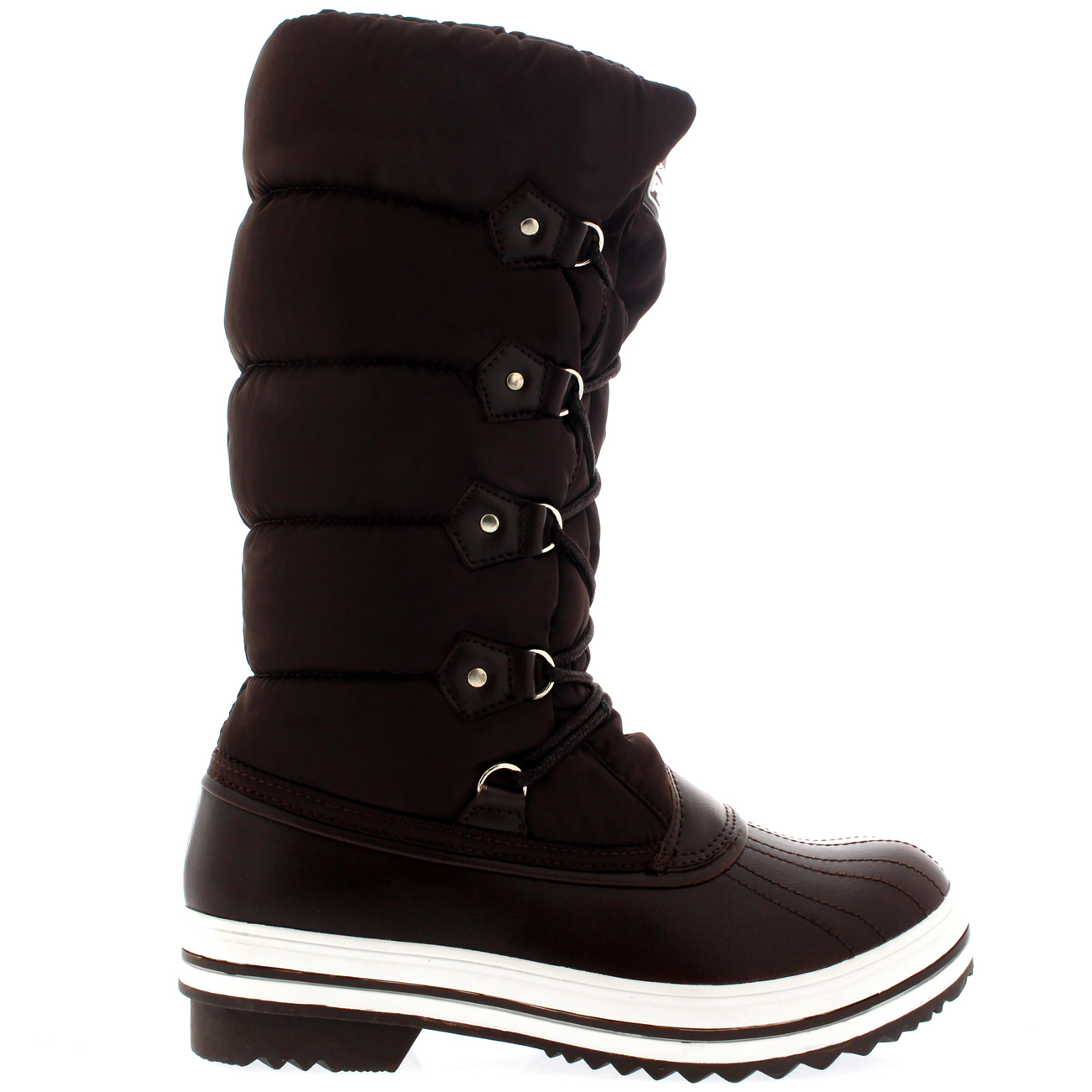 Ladies Quilted Fur Lined Nylon Rubber Sole Winter Snow