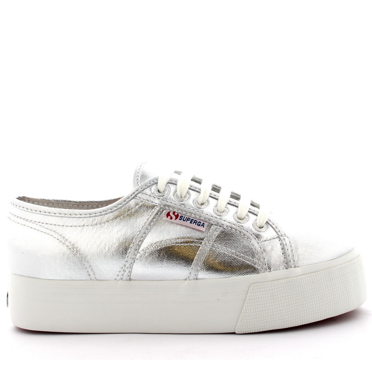 silver superga flatforms