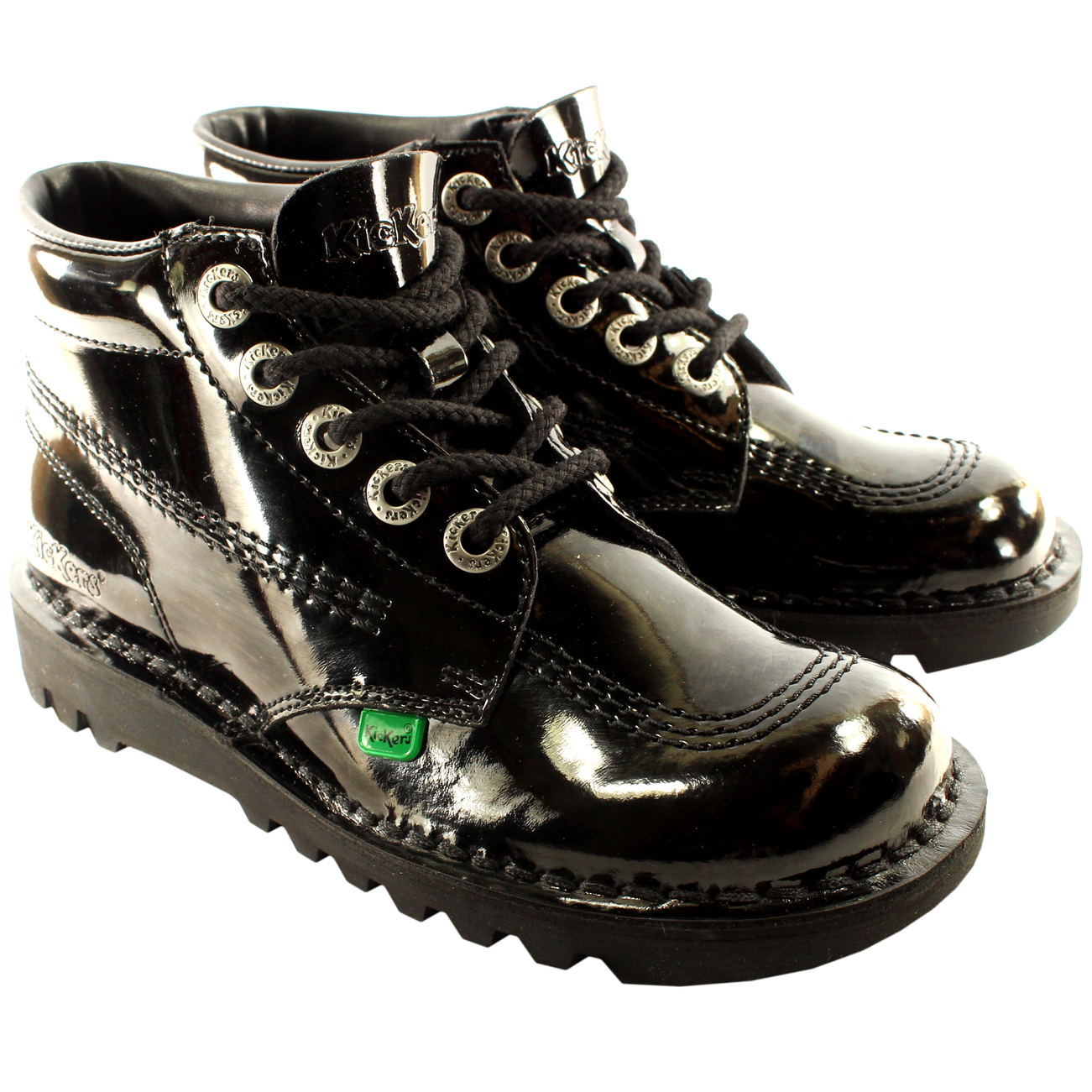 Unisex Kids Youth Kickers Kick Hi Black Patent Back To School Shoes All Sizes