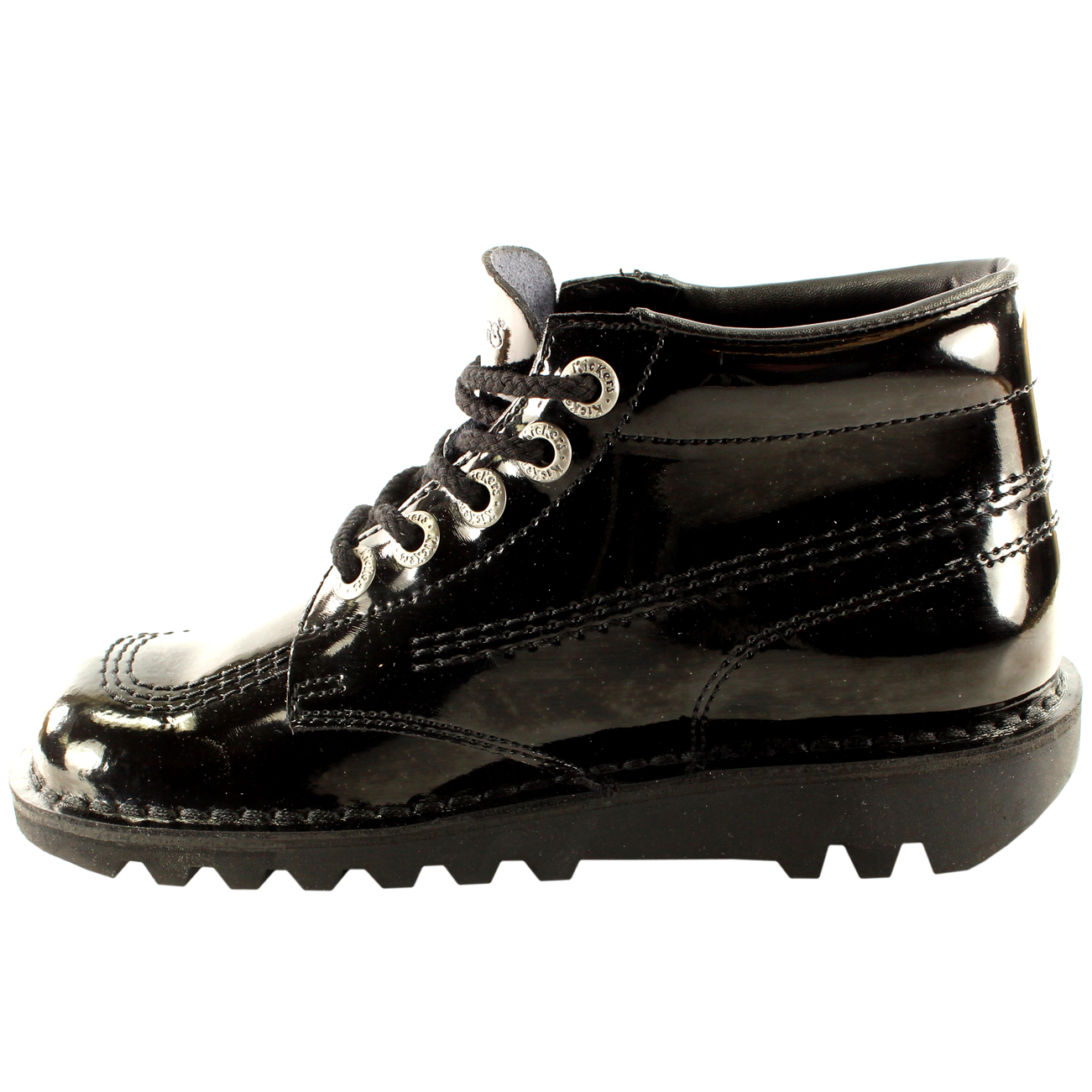 Unisex Kids Youth Kickers Kick Hi Black Patent Back To School Shoes All Sizes