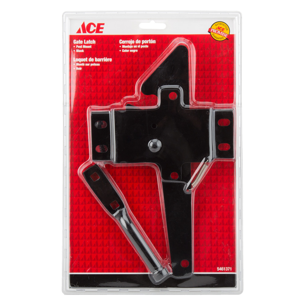 ACE GATE LATCH POST MOUNT Black Coated Metal Secure Heavy Duty Garden