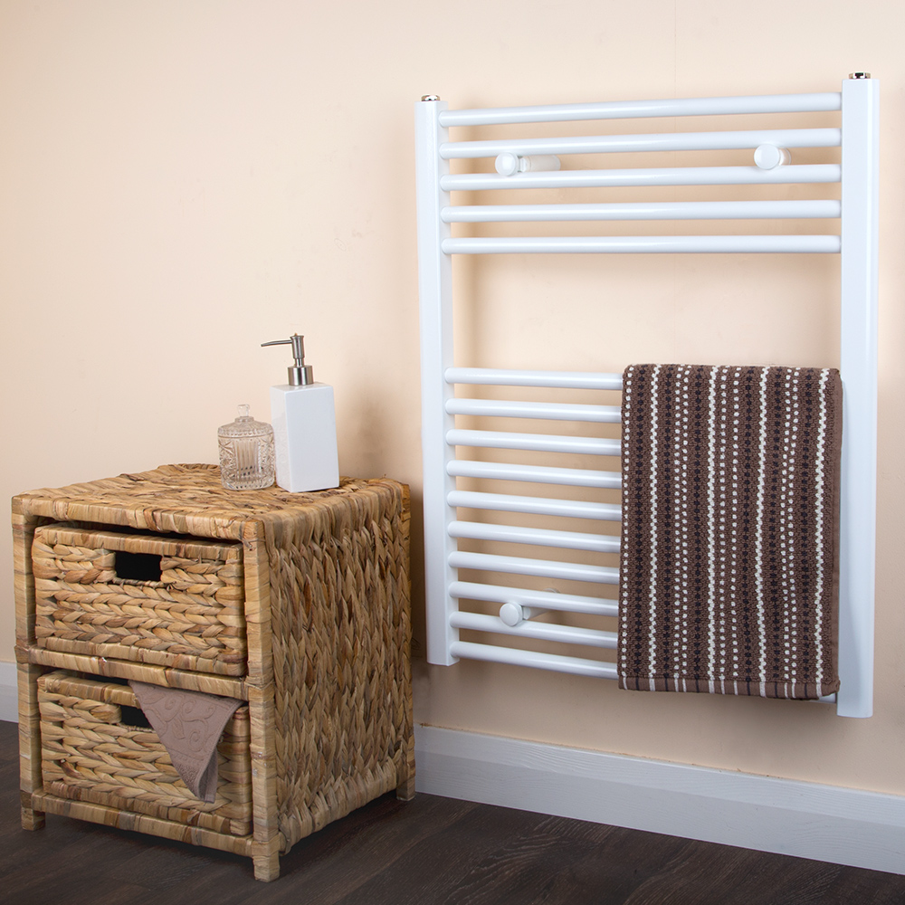 white curved towel rail
