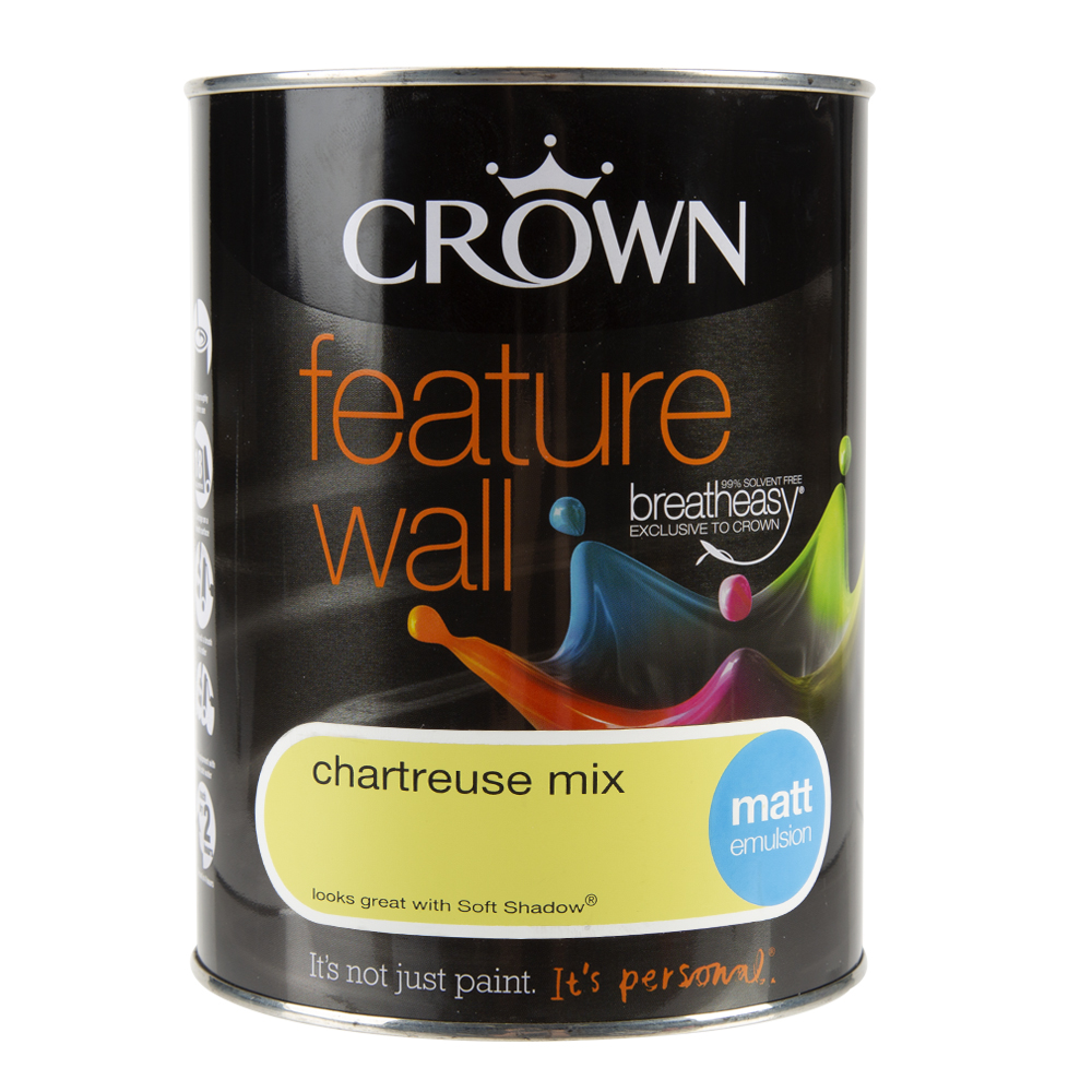 Crown Feature Wall Matt Emulsion Paint Chartreuse Mix 1.25L