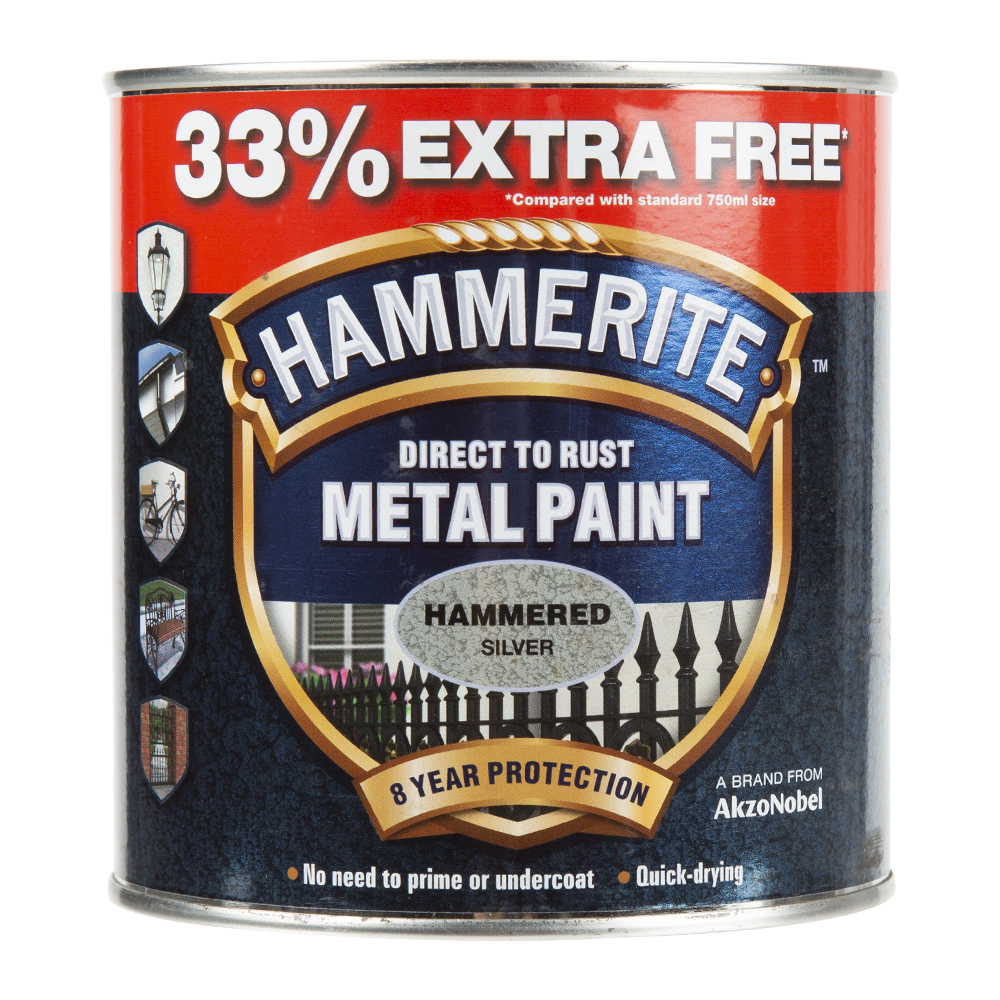 Hammerite Metal Paint Hammered Silver 1L eBay