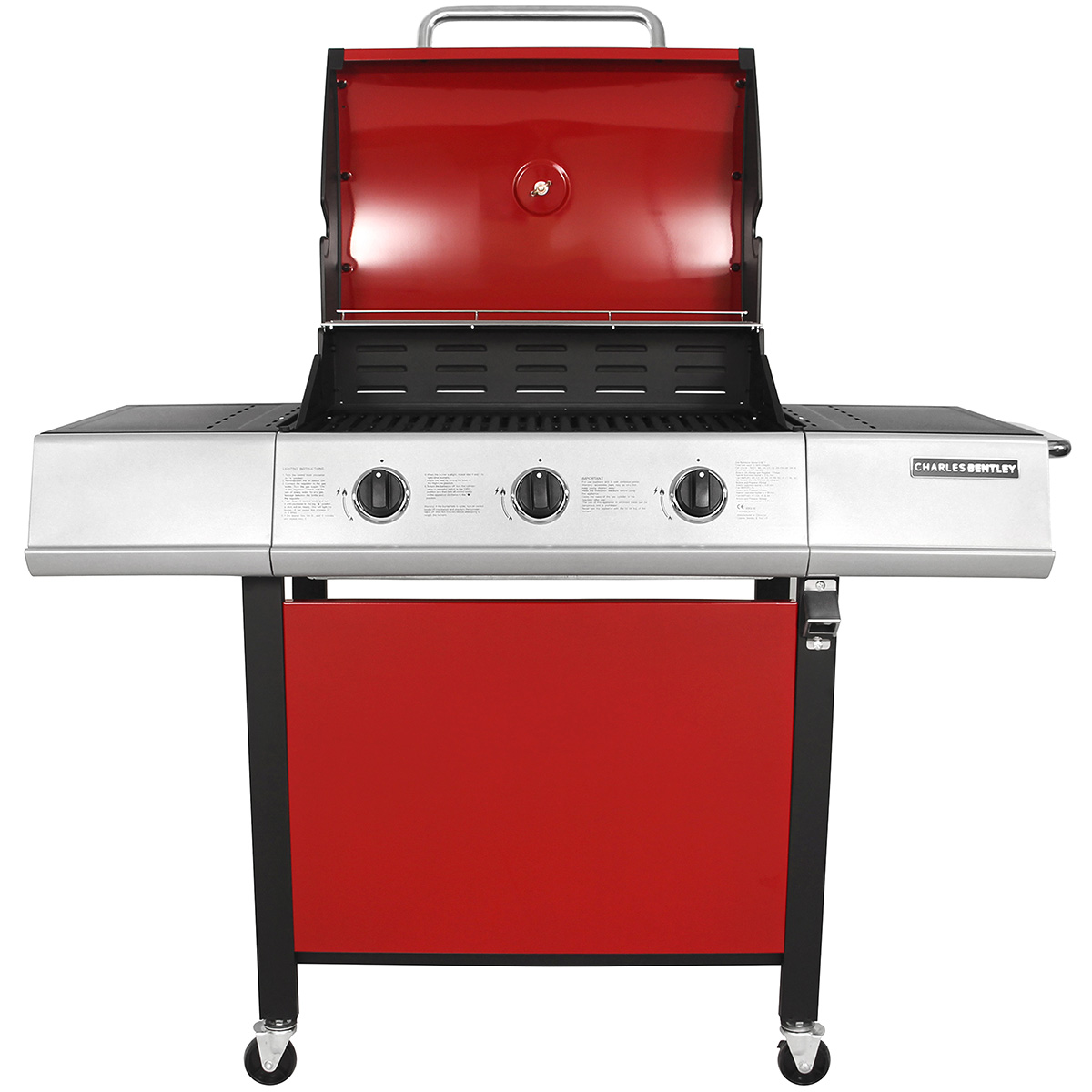 Charles Bentley Stainless Steel 3 Burner Gas BBQ Barbecue Garden Grill