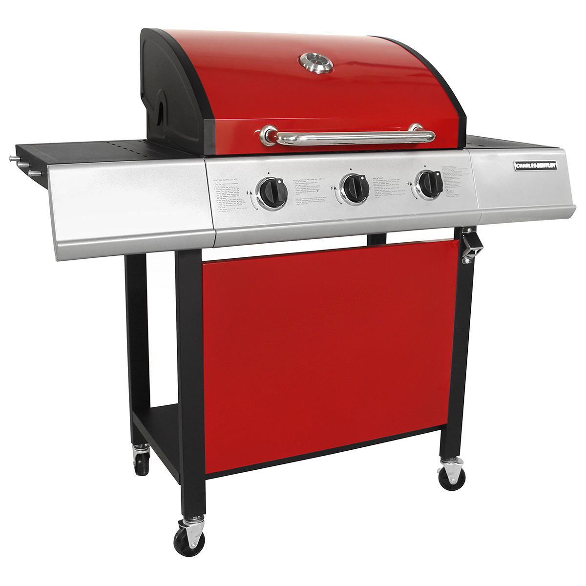 Charles Bentley Stainless Steel 3 Burner Gas BBQ Barbecue Garden Grill