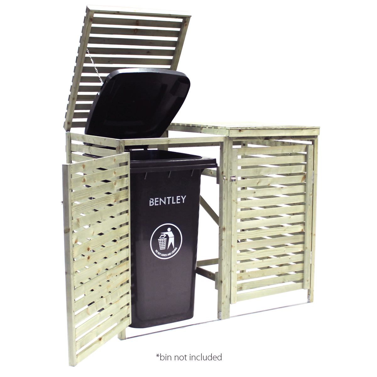 Charles Bentley Wooden Outdoor Wheelie Bin Cover Storage Cupboard Unit