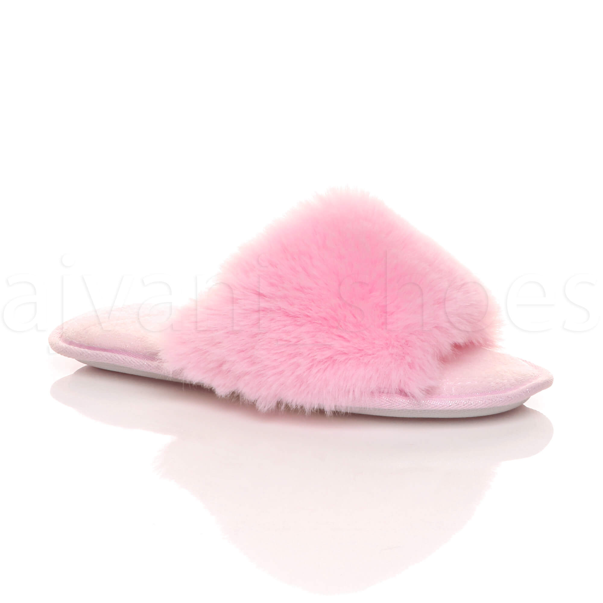 WOMENS LADIES FLUFFY INDOOR SANDALS WASHABLE PEEP TOE SLIPPERS SLIDES