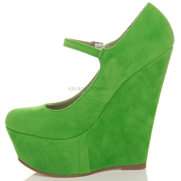 WOMENS LADIES HIGH HEEL WEDGE PLATFORM MARY JANE FULL TOE COURT SHOES PUMPS SIZE - Picture 24 of 46