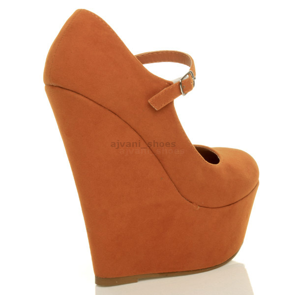 WOMENS LADIES HIGH HEEL WEDGE PLATFORM MARY JANE FULL TOE COURT SHOES PUMPS SIZE - Picture 35 of 46