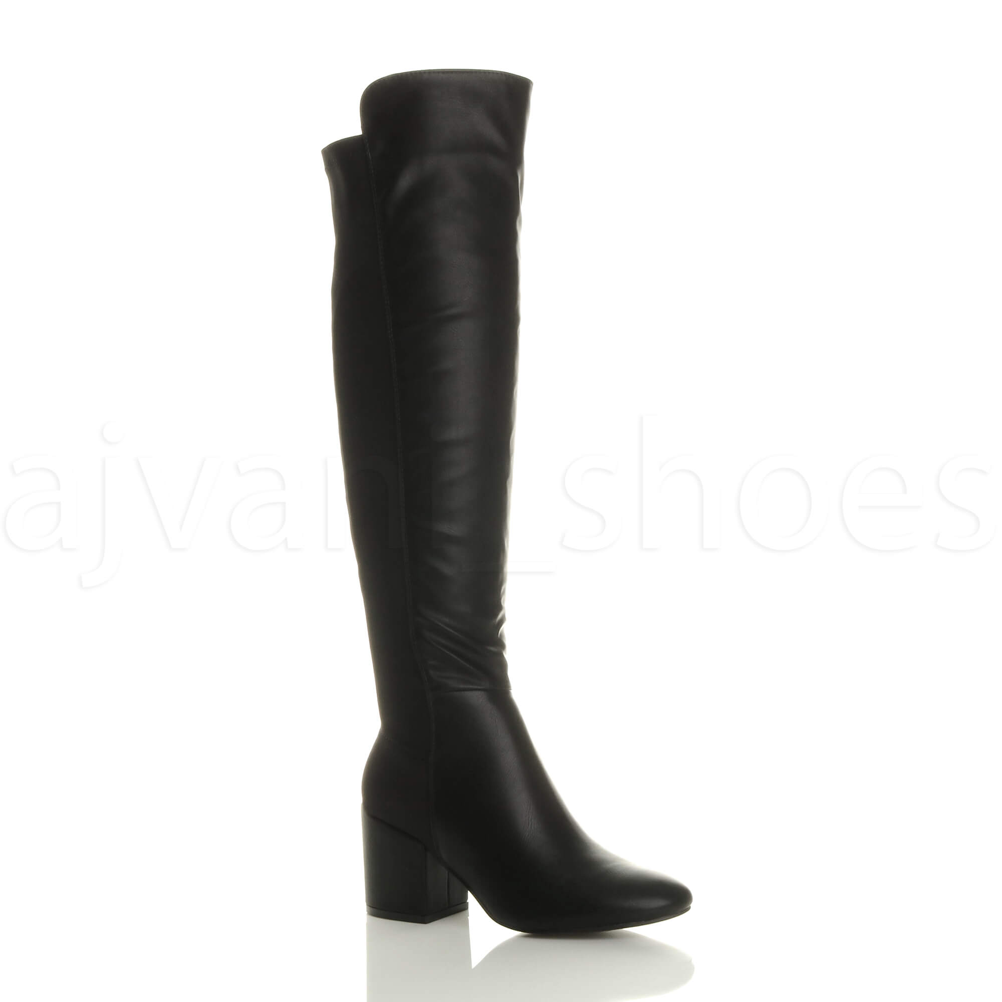 AJVANI LOW MID BLOCK HEEL KNEE HIGH STRETCHY ZIP RIDING BOOTS SIZE 3 36