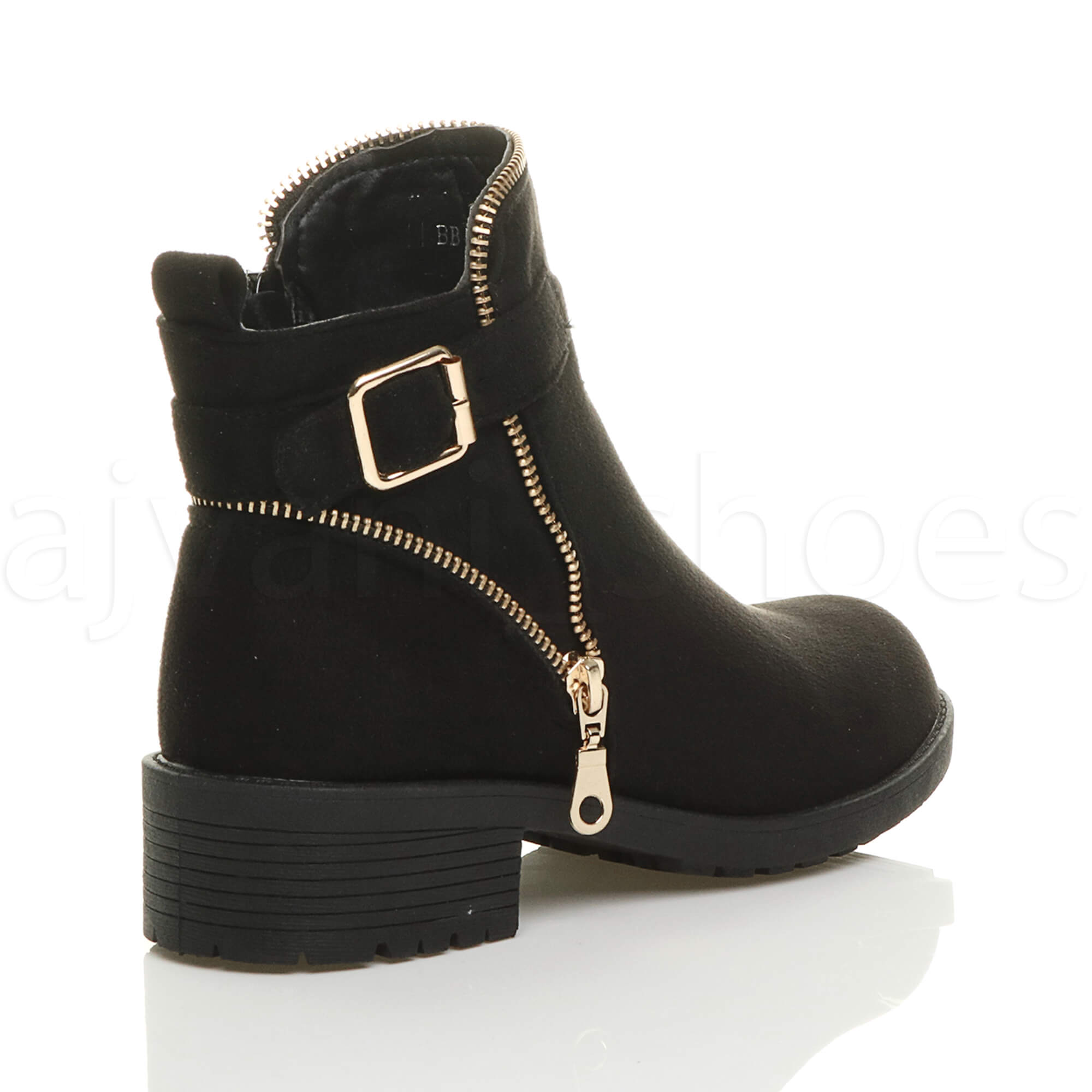 low heel buckle boots