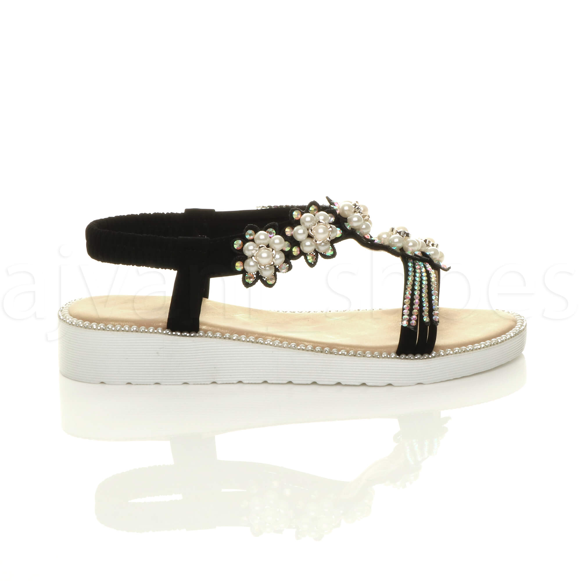 WOMENS LADIES LOW WEDGE HEEL FLATFORM DIAMANTE T-BAR SLINGBACK SANDALS SIZE | eBay