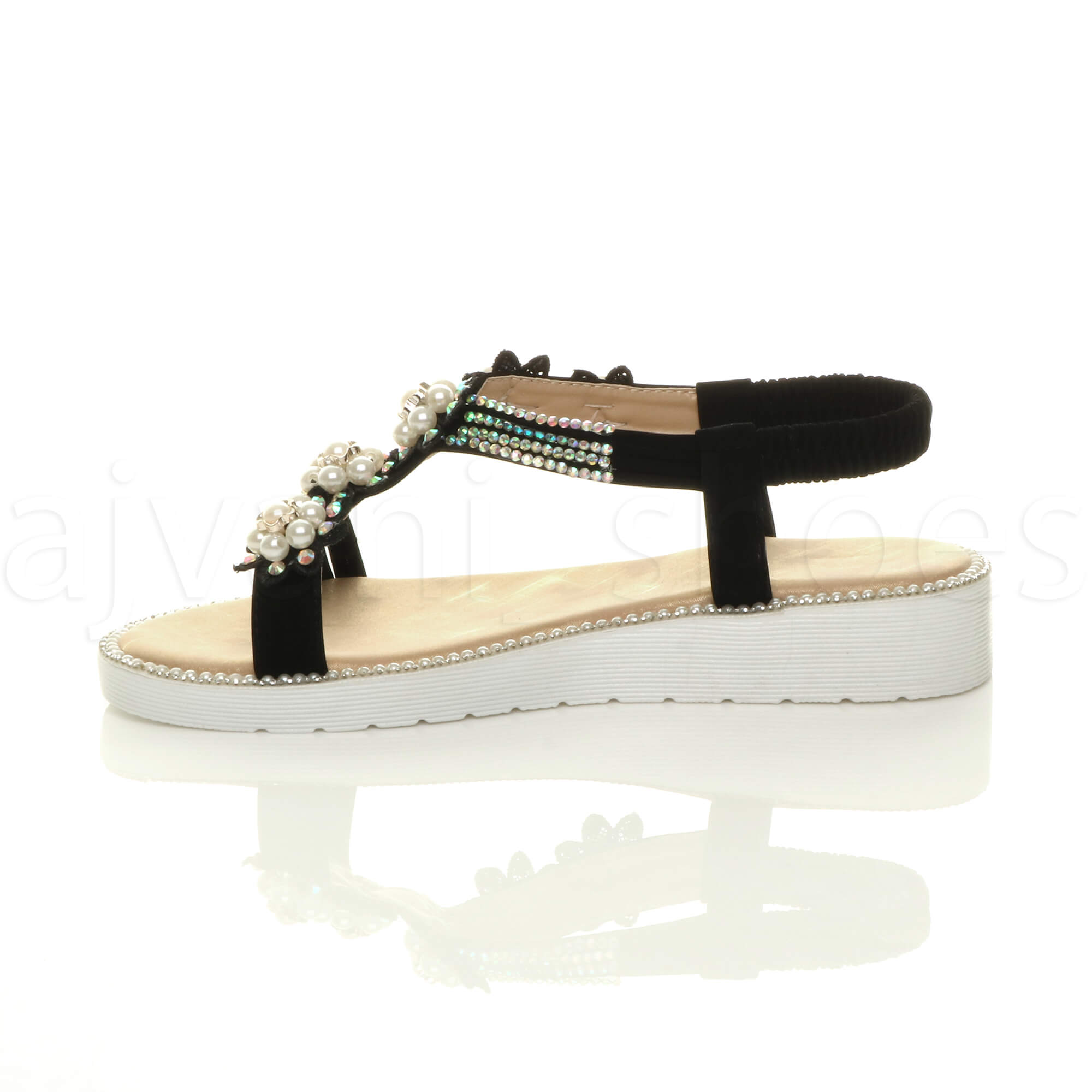 WOMENS LADIES LOW WEDGE HEEL FLATFORM DIAMANTE T-BAR SLINGBACK SANDALS SIZE | eBay