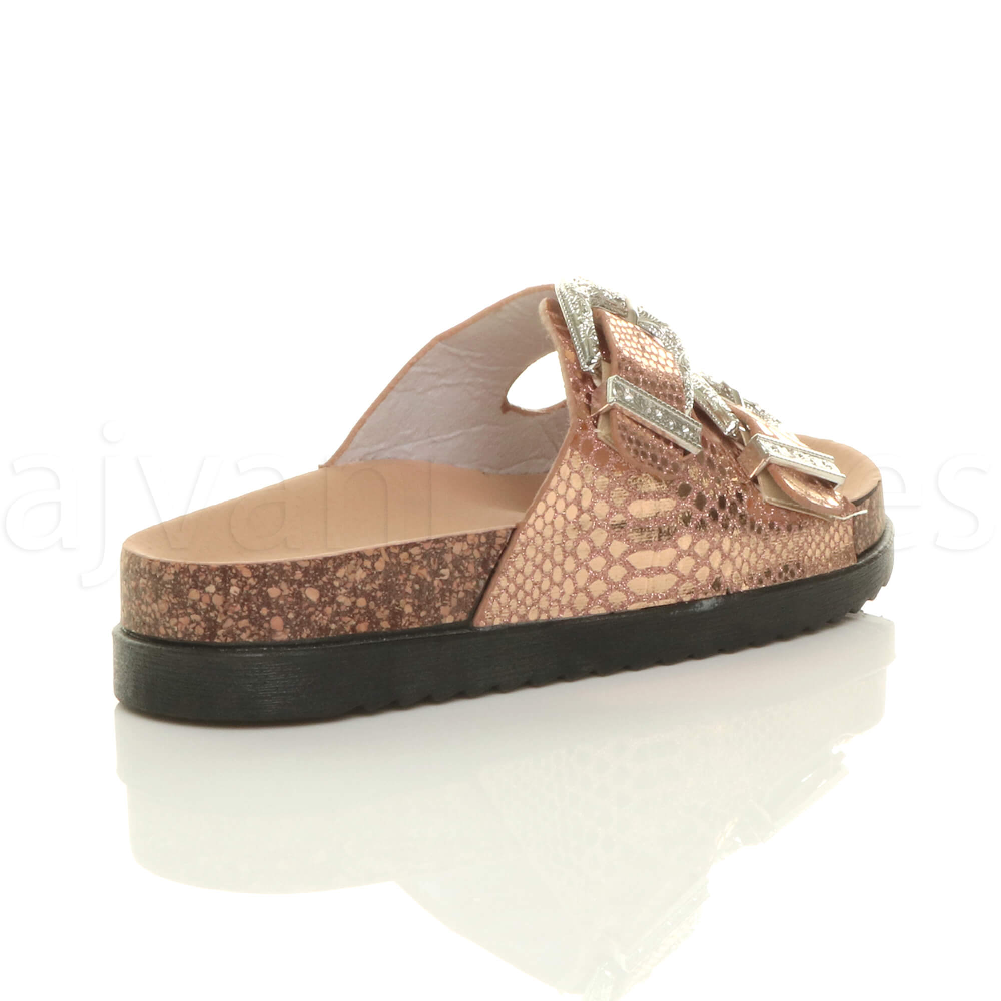 WOMENS FLAT FLATFORM WESTERN BUCKLE STRAPPY SLIP ON RUBBER SLIDERS SANDALS SIZE
