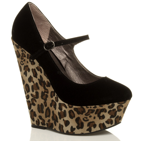 WOMENS LADIES HIGH HEEL WEDGE PLATFORM MARY JANE FULL TOE COURT SHOES PUMPS SIZE - Picture 7 of 46