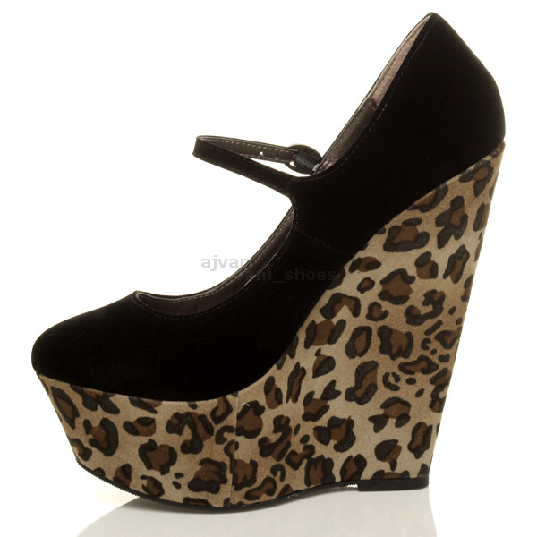 WOMENS LADIES HIGH HEEL WEDGE PLATFORM MARY JANE FULL TOE COURT SHOES PUMPS SIZE - Picture 9 of 46