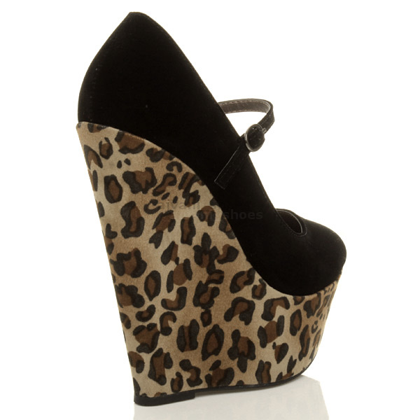 WOMENS LADIES HIGH HEEL WEDGE PLATFORM MARY JANE FULL TOE COURT SHOES PUMPS SIZE - Picture 10 of 46