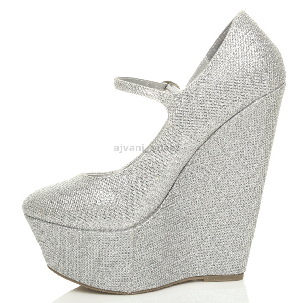 WOMENS LADIES HIGH HEEL WEDGE PLATFORM MARY JANE FULL TOE COURT SHOES PUMPS SIZE - Picture 39 of 46